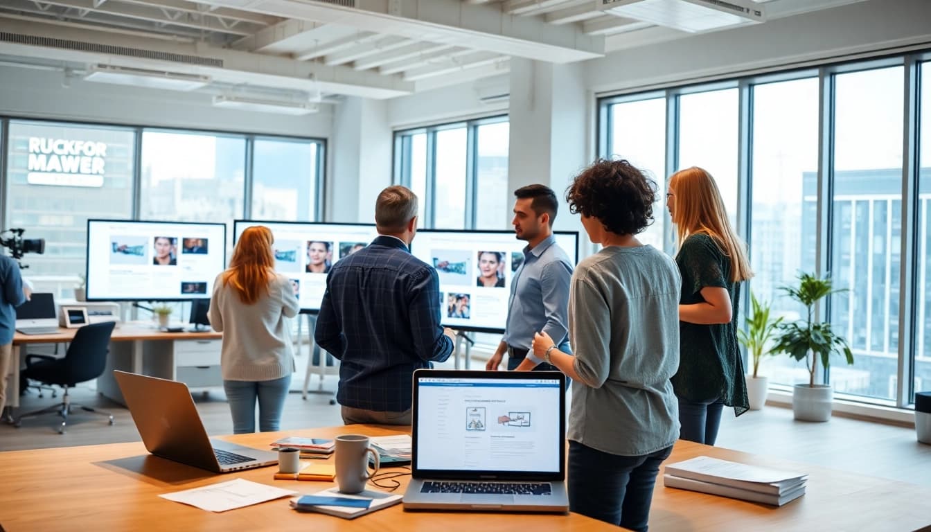 Webflow Agentur zeigt kreatives Team bei der Zusammenarbeit an Webdesign-Projekten.