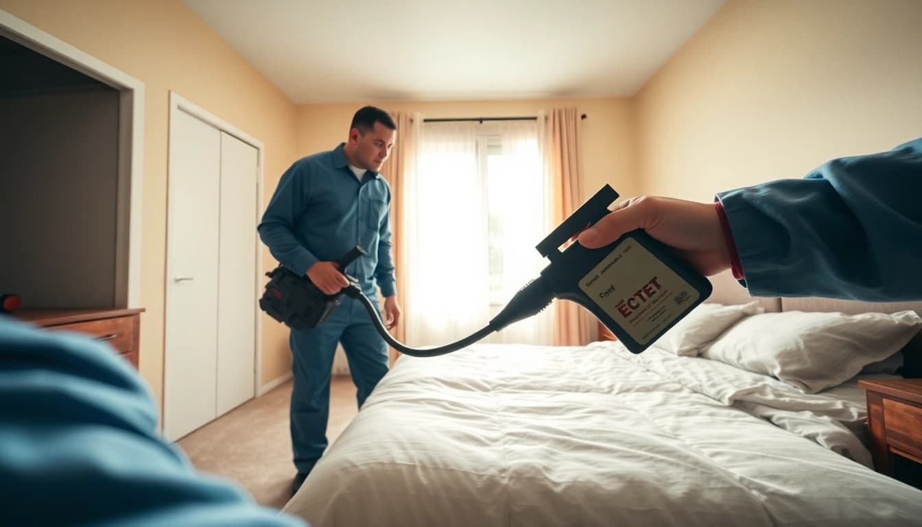 Understand bed bug exterminator cost with a professional technician inspecting a bedroom.