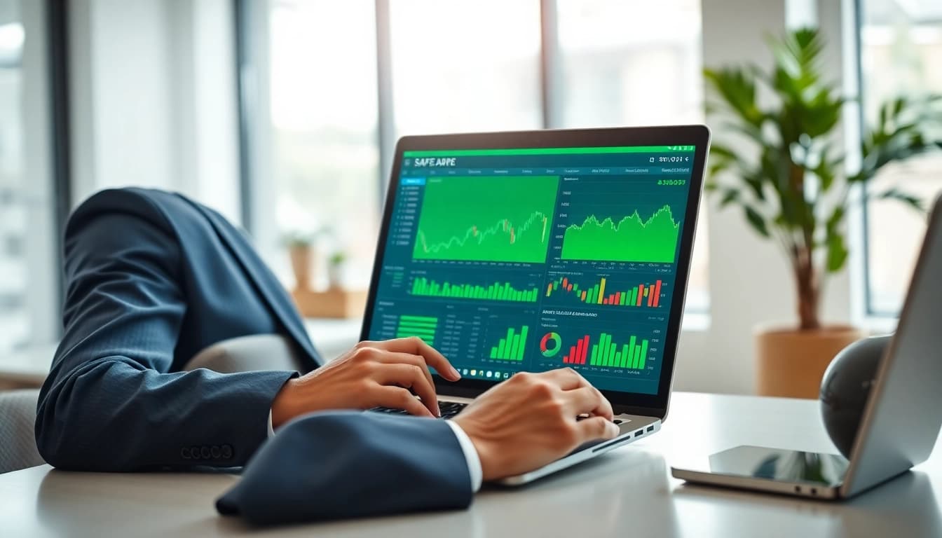 Analyze a safe stock trading app In Saudi Arabia in a professional office environment.