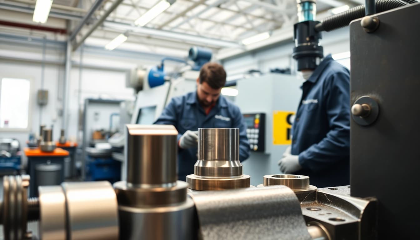 Custom part manufacturer creating precision machined components in an advanced workshop.
