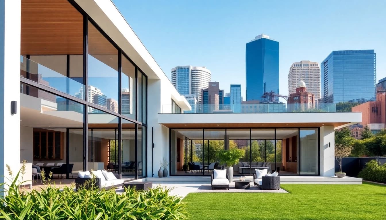 A modern design by a Boston residential architecture firm highlighting sleek lines and urban integration.