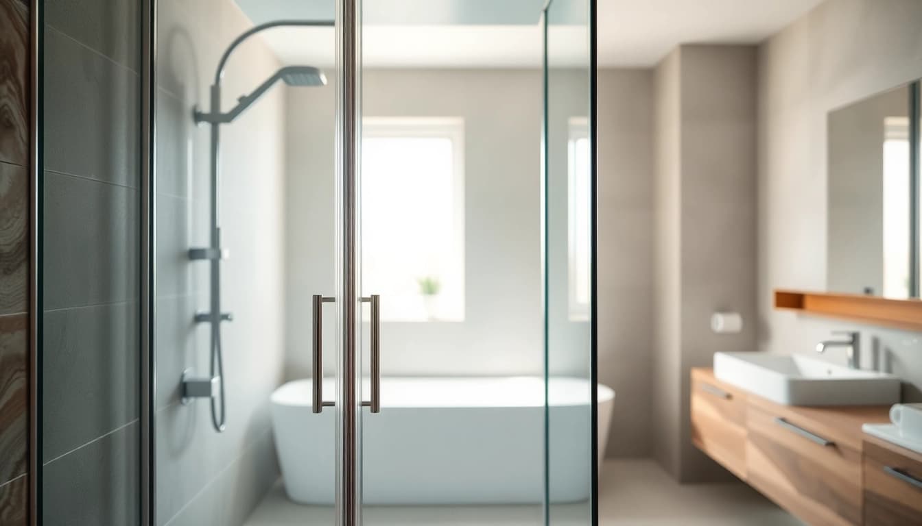 Moderne duschkabine 100x100 mit elegantem Design in heller Badezimmerumgebung