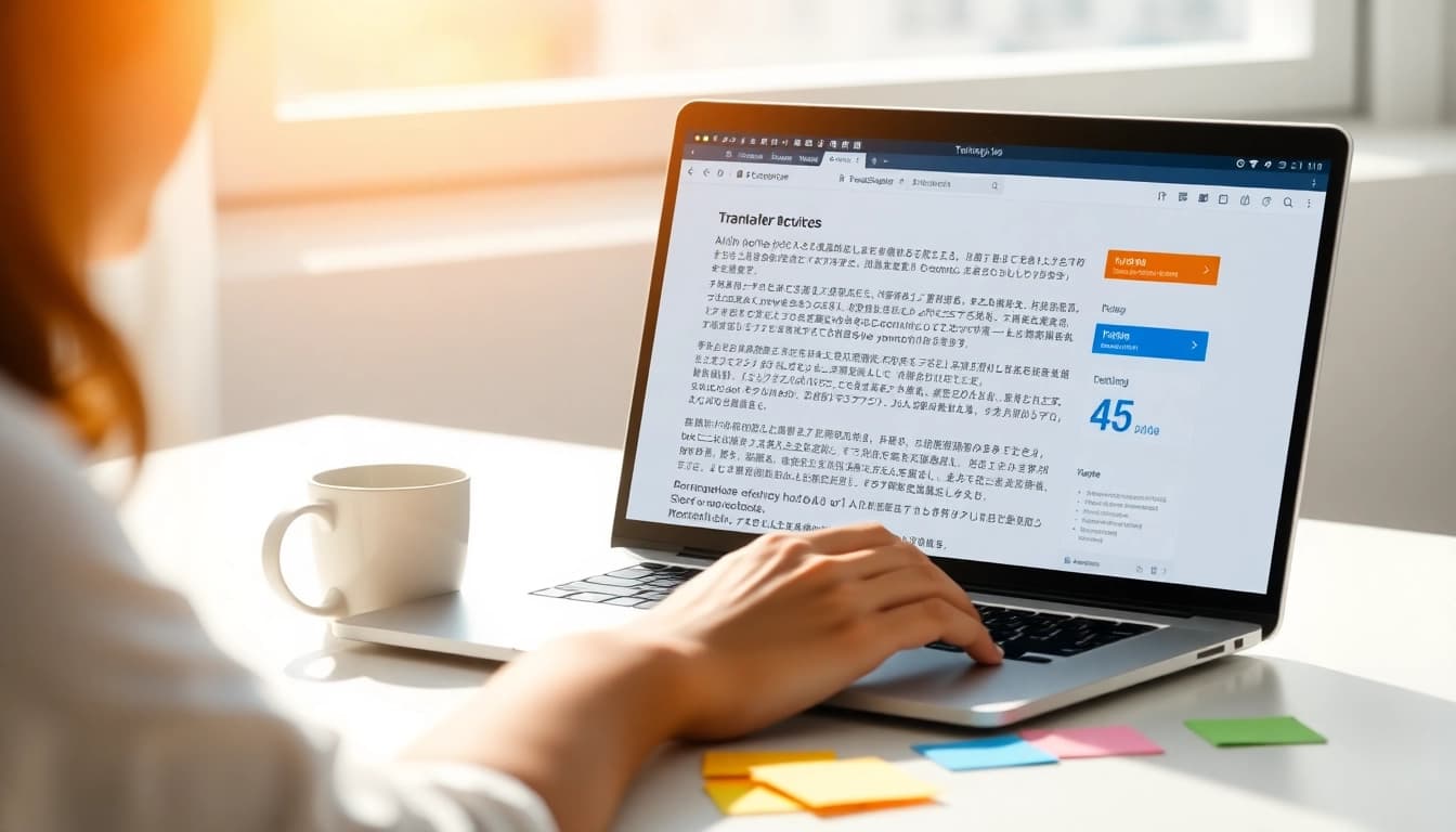 Efficient digital workspace using 有道翻译 for translating multilingual text.