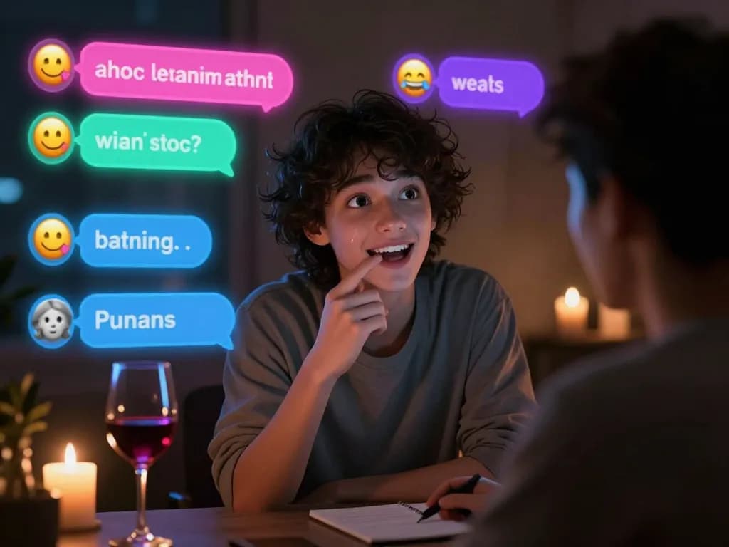 Engaging chat with NSFW AI character in a cozy virtual room.