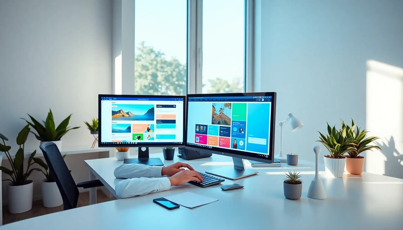 Showcasing Hereford Web Design in a bright, professional workspace with creative website designs.