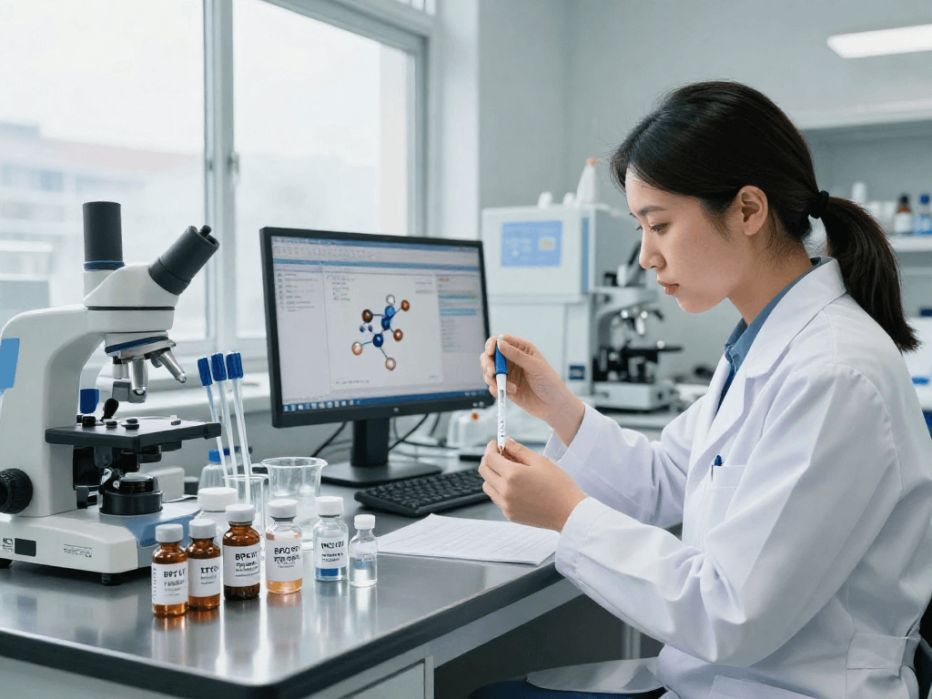 BPC 157 TB 500 Blend preparation in a modern lab for advanced health solutions.