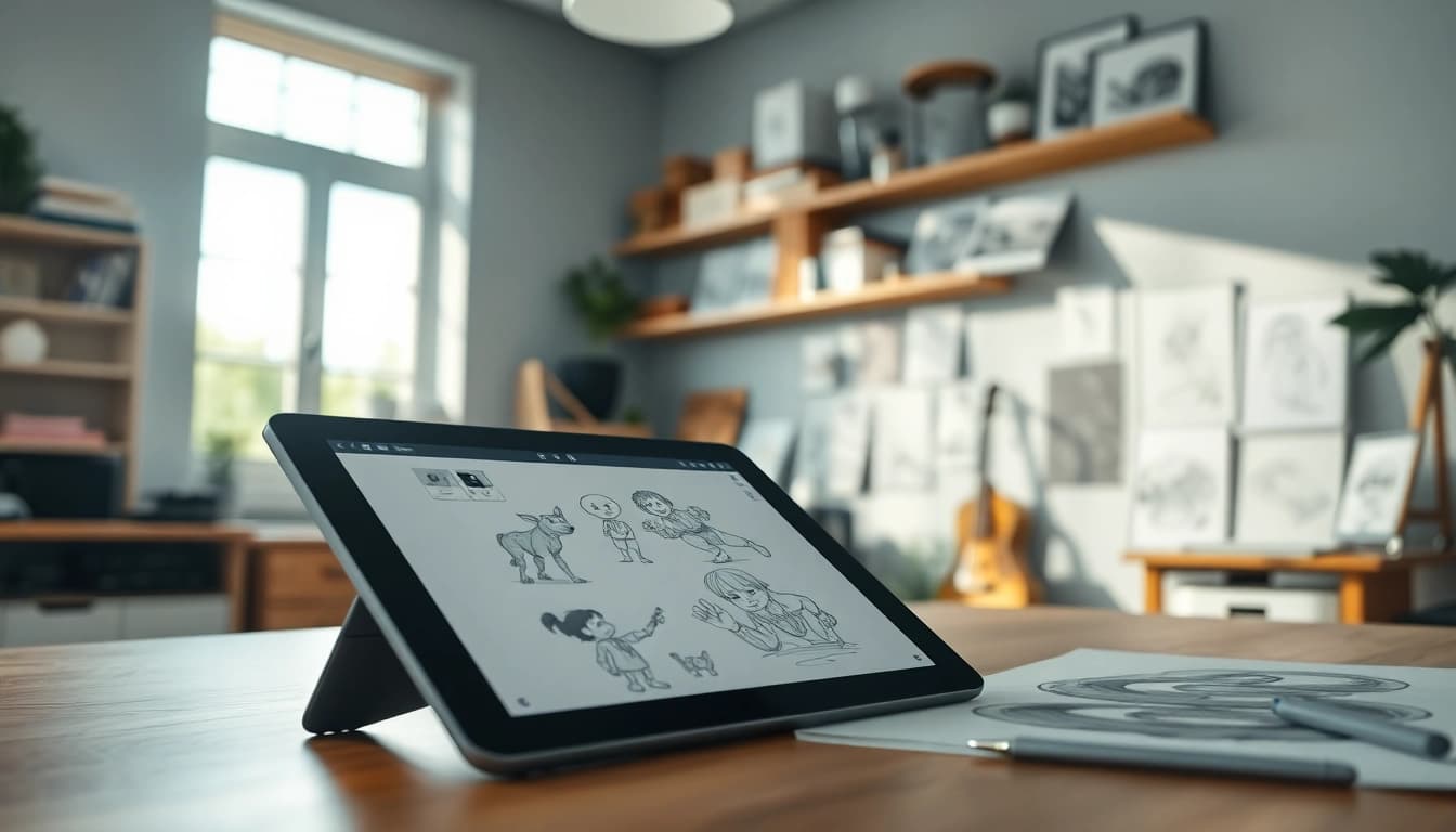 Animation Erstellen: A digital workspace showcasing tools for creating animations.