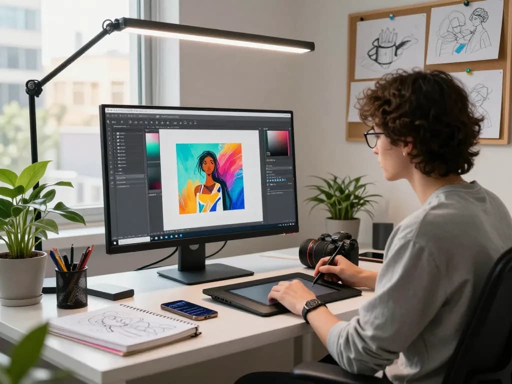 Generate detailed prompts from images with AI in a creative workspace