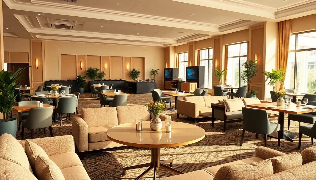 Stylish event furniture rentals arranged for a corporate gathering, enhancing the space's elegance and atmosphere.