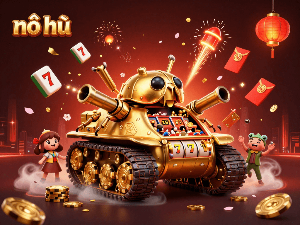 Win big with the nổ hũ jackpot game in this vibrant, animated casino scene filled with excitement.