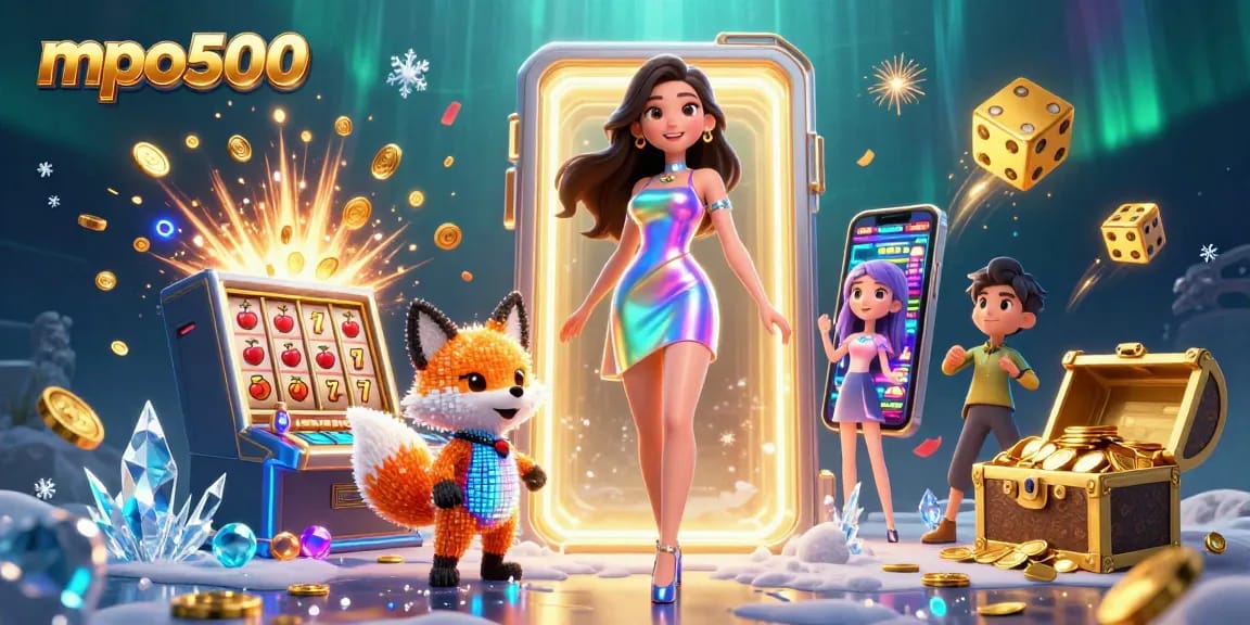 Experience mpo500's thrilling gaming with vibrant characters, jackpot machines, and exciting casino elements.