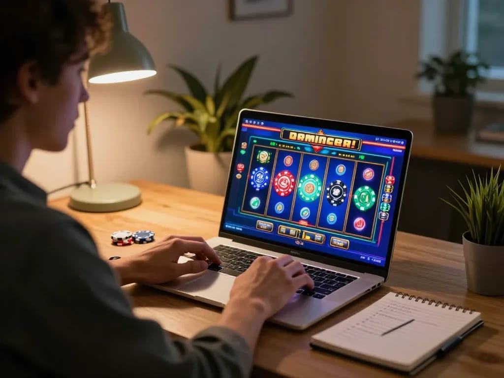 Engaging gameplay on situs gacor with a player strategizing during online slots.