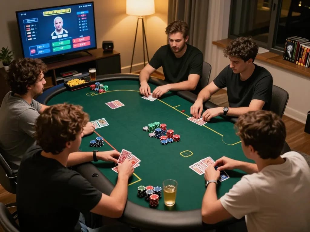 Players engaging in an online poker game on mb88, showcasing strategic bets and immersive experience.