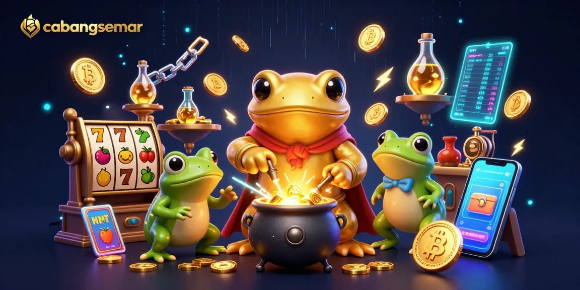 Menggambarkan cabangsemar, platform slot gacor dengan interaksi karakter menarik dan banyak elemen perjudian berkilau.