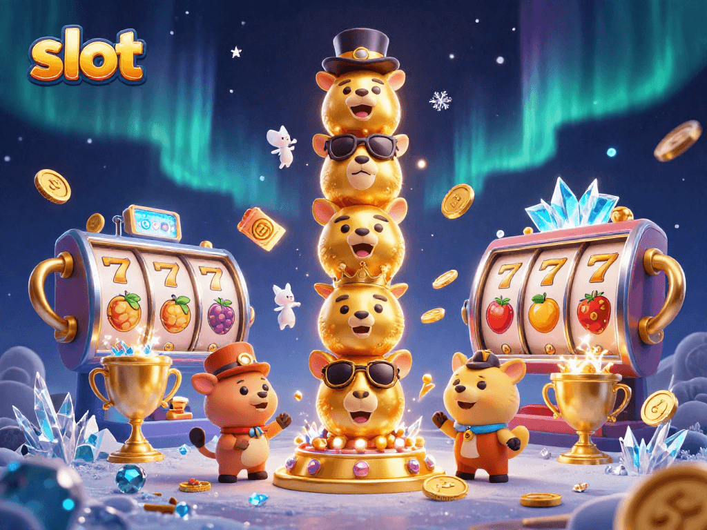 Pemain slot menikmati permainan dengan simbol keberuntungan dan jackpot berkilau di Gacor123.