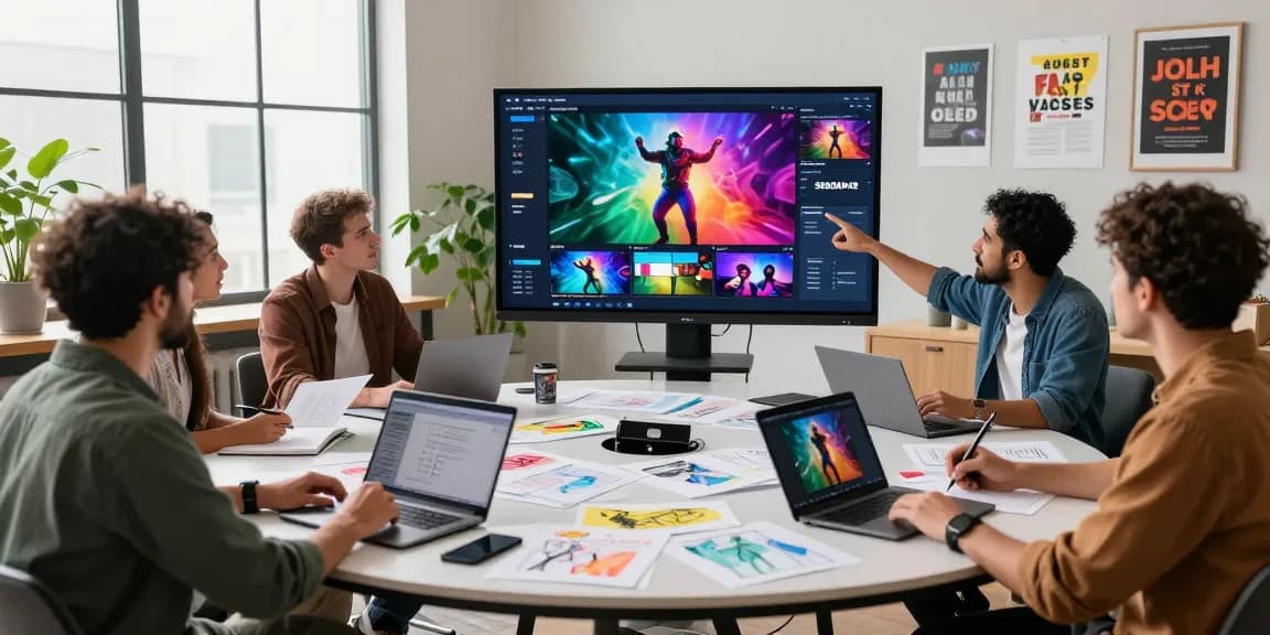 Creative team collaborating on Seedance AI video production, showcasing dynamic storytelling and innovation.