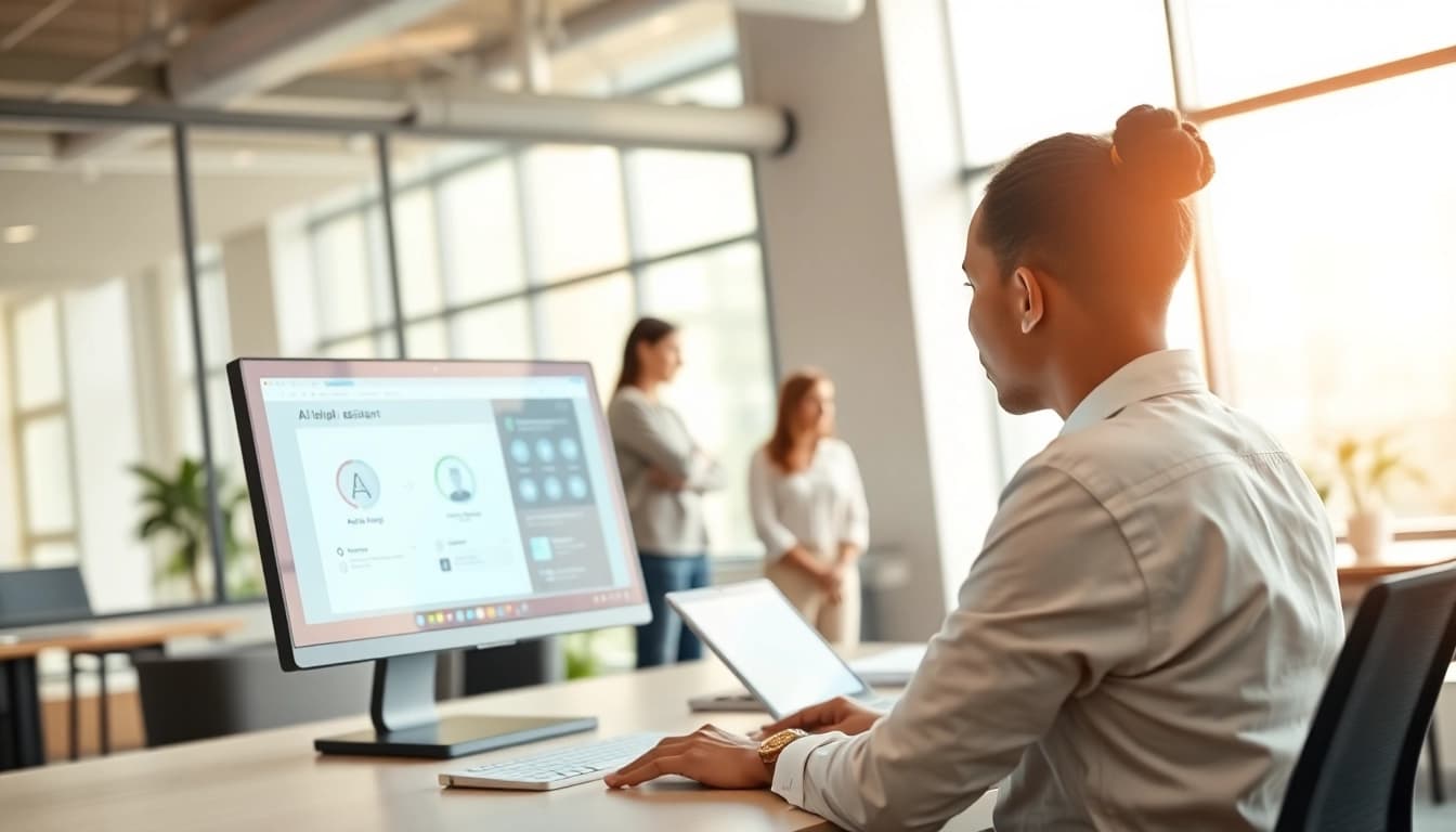 Enhance productivity with the assistant for enterprise, showcased in a collaborative office environment.