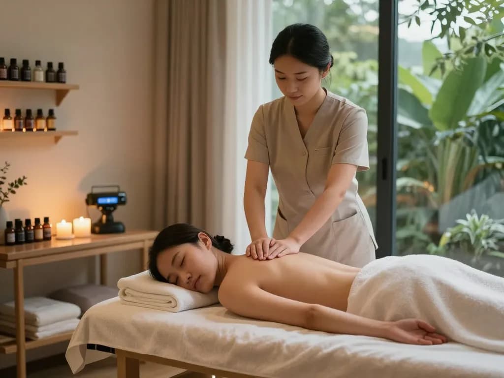Swedish massage therapy scene showcasing relaxation and calmness.