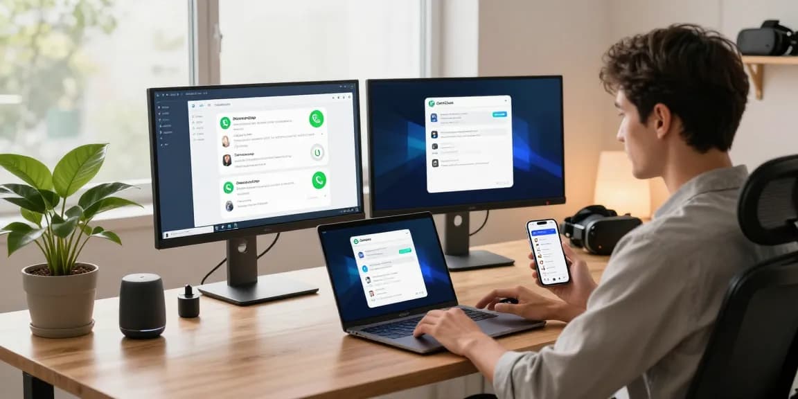 OpenClaw AI assistant on laptop with productivity dashboards and chat interfaces in a modern workspace.