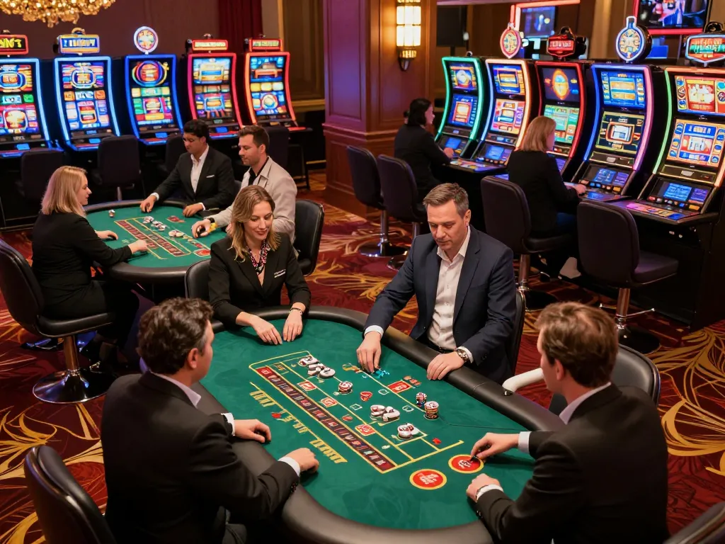Jun88 players placing strategic bets at vibrant casino tables with engaging atmosphere