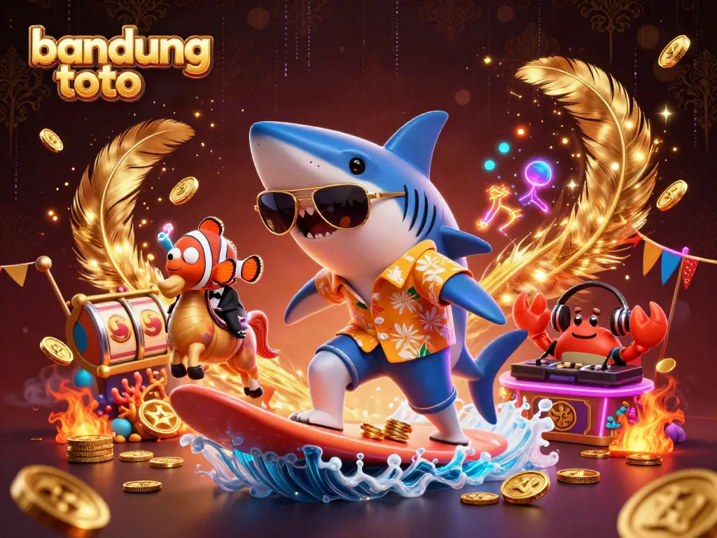 Experience the thrill with bandung toto featuring a stylized scene of playful characters against a casino backdrop.