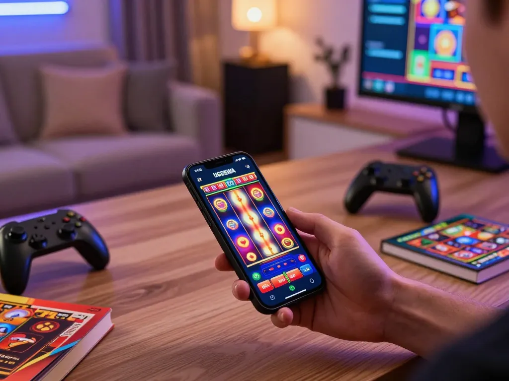 Engaging with the UGDEWA app for an exciting mobile gaming experience at home.