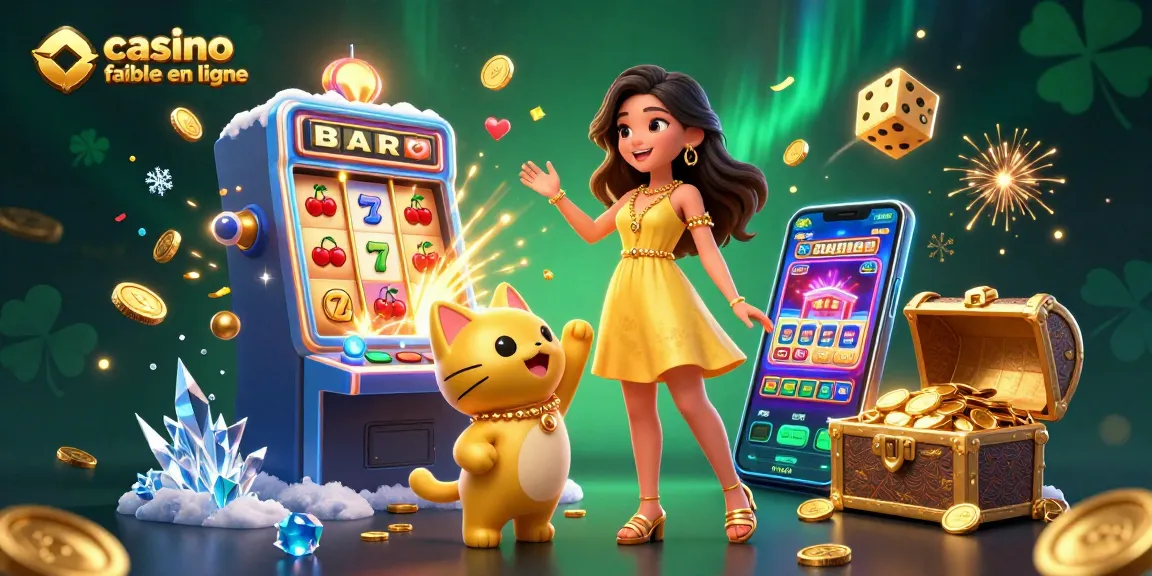 Découvrez la scène dynamique du casino fiable en ligne avec une femme joyeuse aux côtés d'un chat porte-bonheur et d'éléments de machines à sous animés.