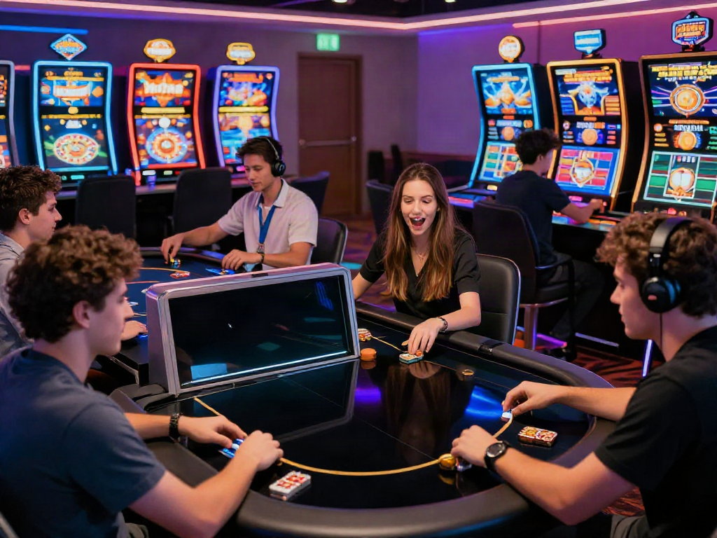 Exciting online gaming scene with players at non GamStop casinos showcasing vibrant atmosphere and diverse games.