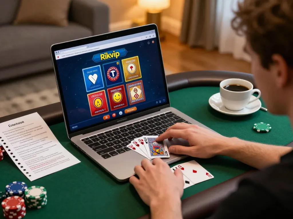 Người chơi tương tác với giao diện casino Rikvip trong một phiên trò chơi trực tuyến, thể hiện lối chơi chiến lược.