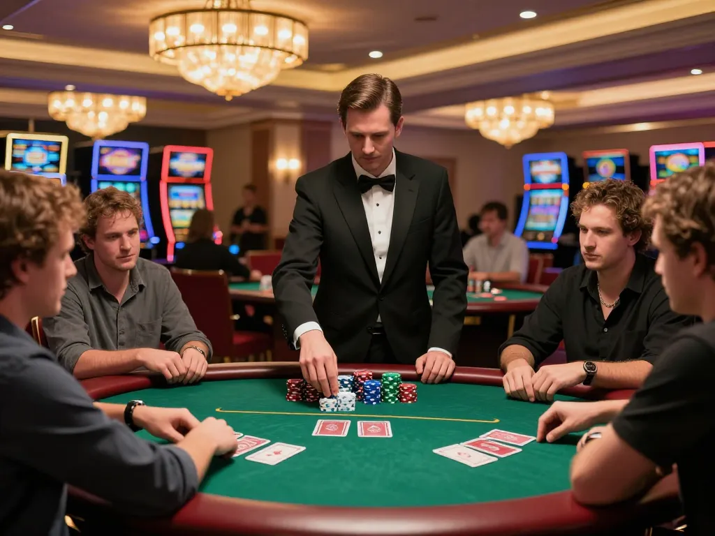 LIGA2000 poker players strategizing their bets at an exciting casino table.