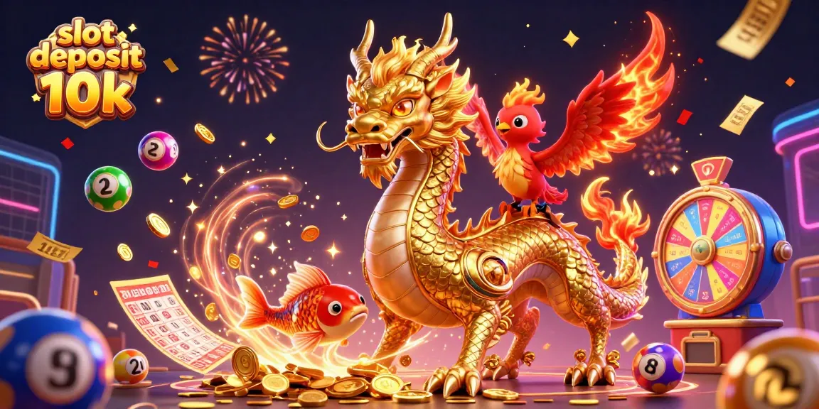 Experience excitement with the slot deposit 10k scene featuring golden dragon, phoenix, and koi.