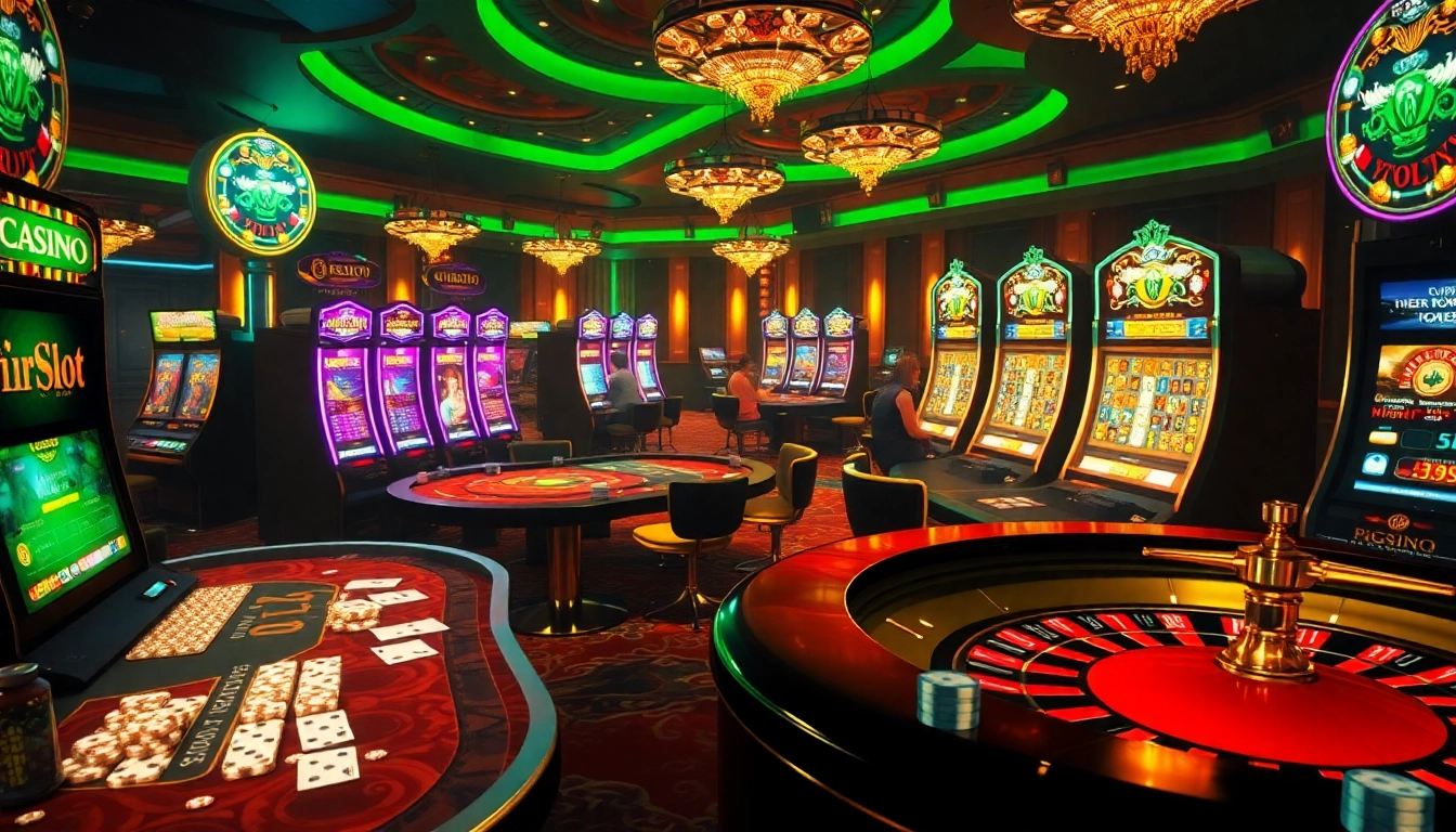 PGSlot PGSoft โค้ดฟรี action featuring a vibrant online casino scene with players at poker tables.