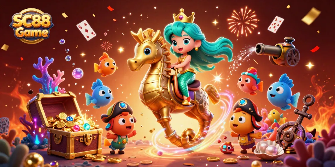 Experience SC88 Game with vibrant mermaid-themed 3D illustration showcasing underwater treasure and excitement.