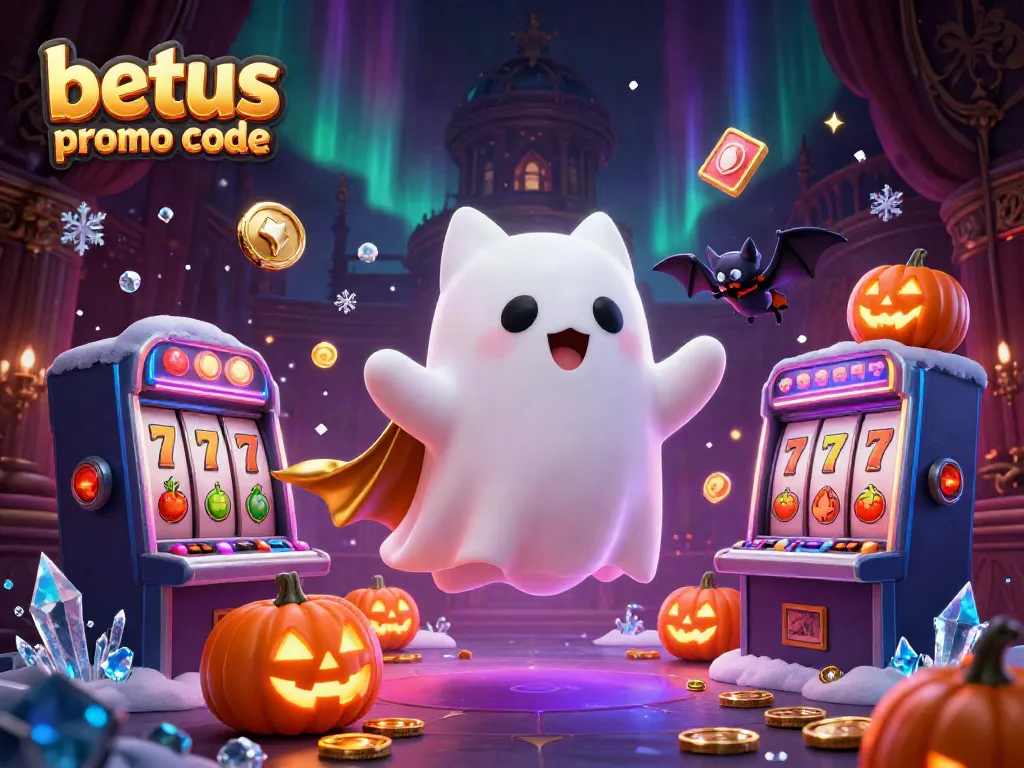 Spin the reels with betus promo code in a haunted casino illustrated scene!