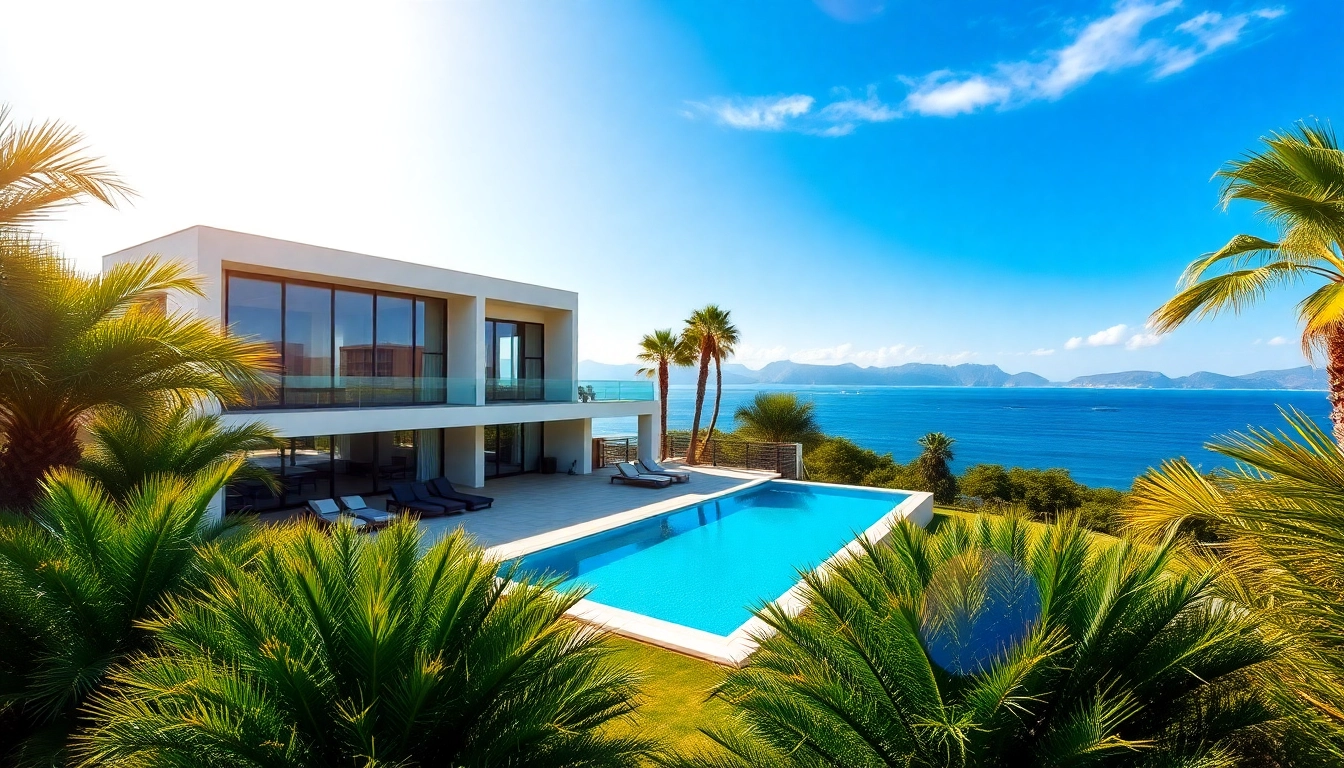 Stunning Alanya properties Turkey with modern villas and tropical gardens showcasing Mediterranean views.