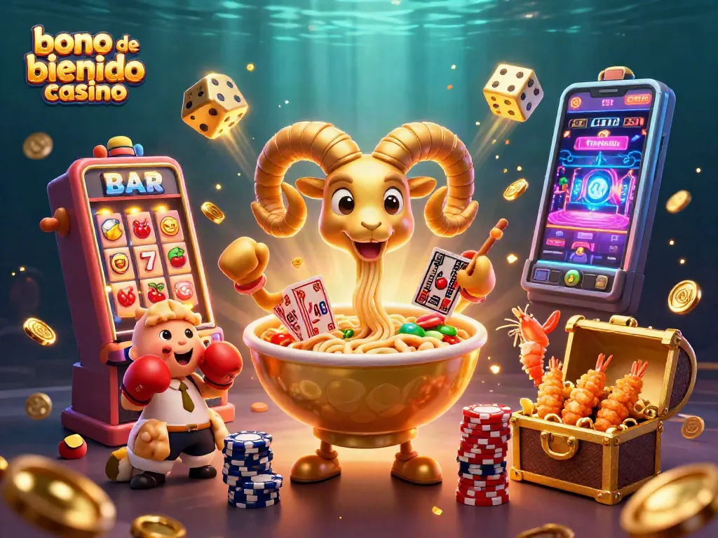 Bono de bienvenida casino en ilustración 3D, explorando promociones coloridas y juegos de azar.