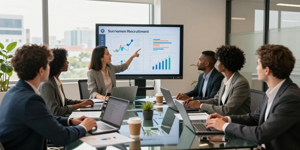 Suriname recruitment professionals collaborating in a modern office setting
