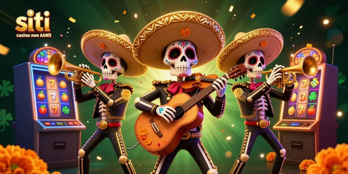 Gira slot lucrative su siti casino non AAMS con vivaci personaggi mariachi tra elementi festivi.