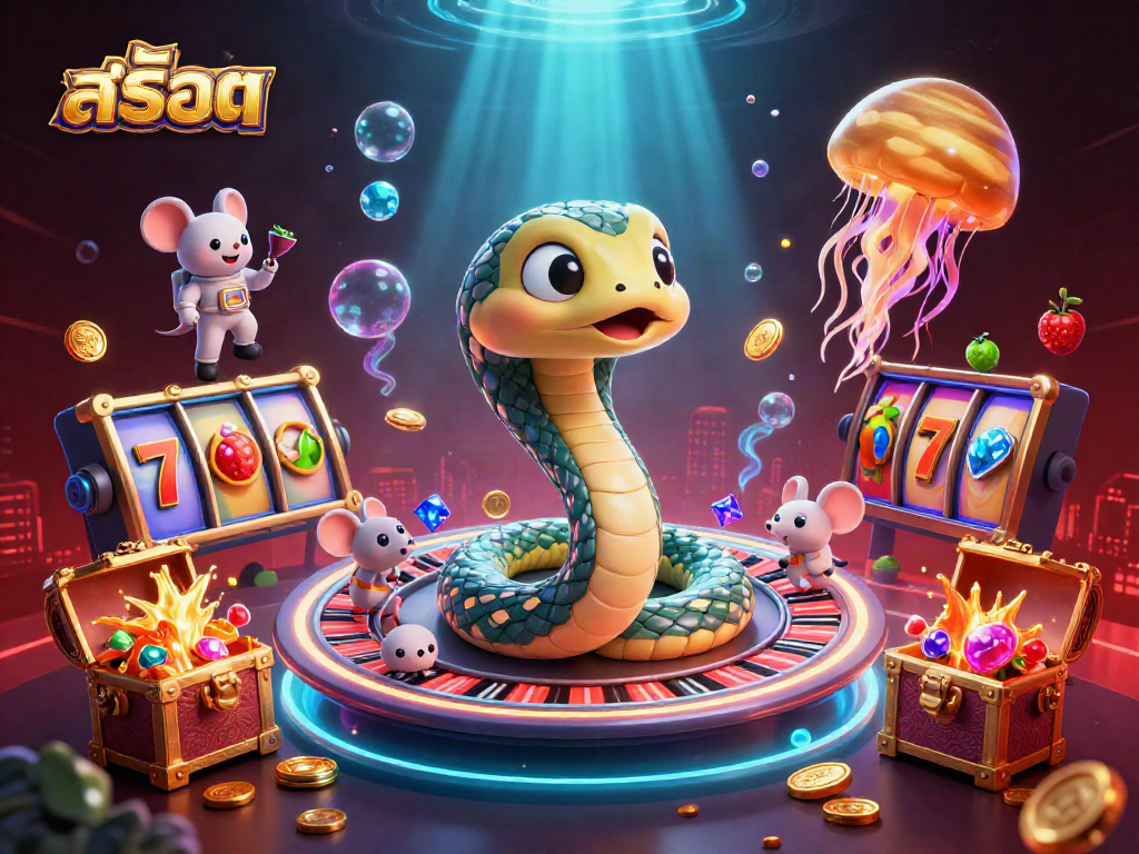 Engaging scene showcasing สล็อต themed gambling with a cosmic twist in a vibrant 3D illustration.