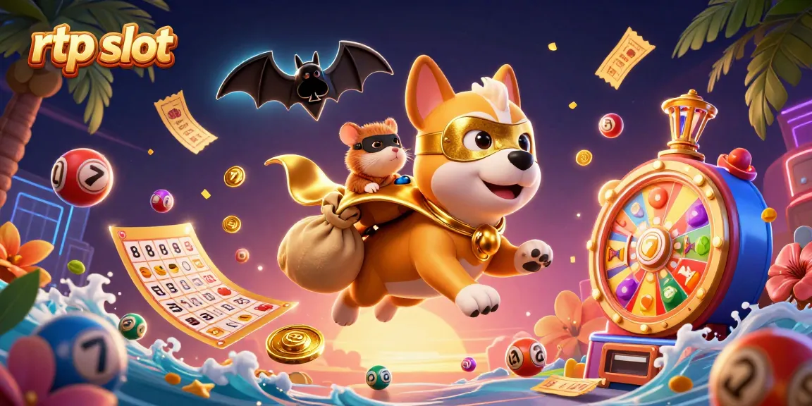 Experience thrilling gameplay with rtp slot showcasing a superhero dog amidst casino elements.