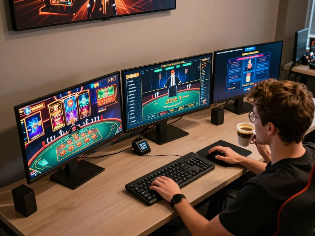 Engaged player analyzing odds at their online gaming station while exploring 789win2.