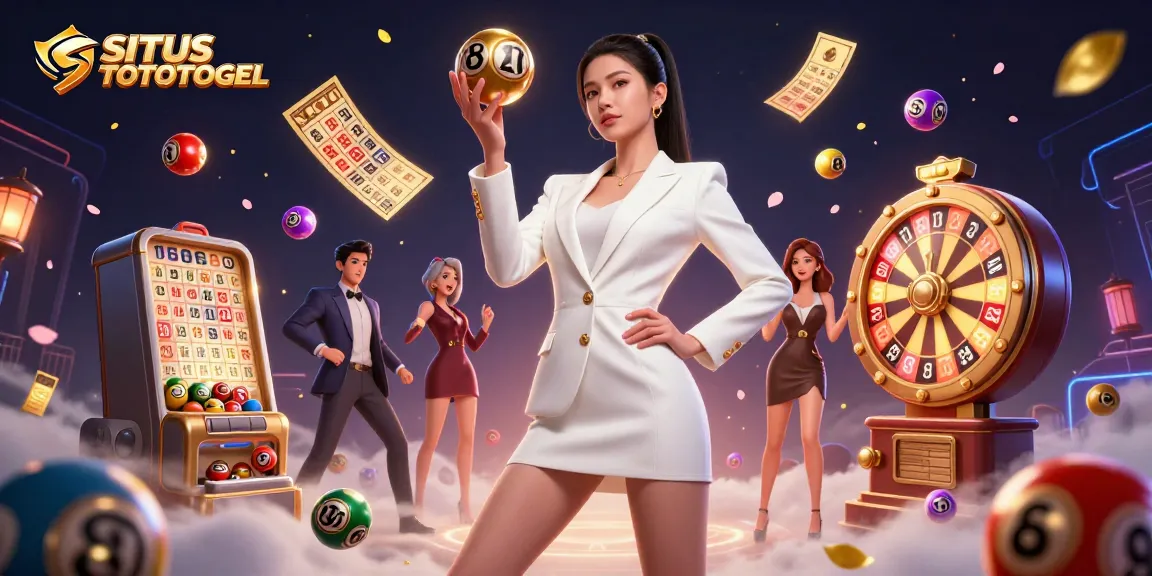 Experience the thrill at SITUS TOTOTOGEL with an elegant roulette ball held by a confident woman amid vibrant casino elements.