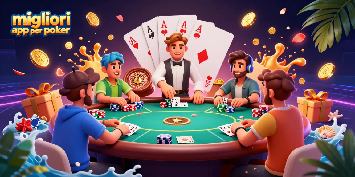 Gioca con le migliori app per poker, immerso nell'azione al tavolo con chip e carte.