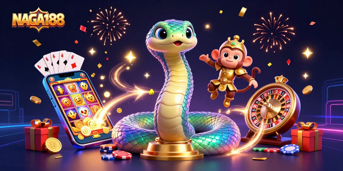 NAGA188 menampilkan fitur permainan slot berwarna cerah dengan uang koin emas yang melimpah.