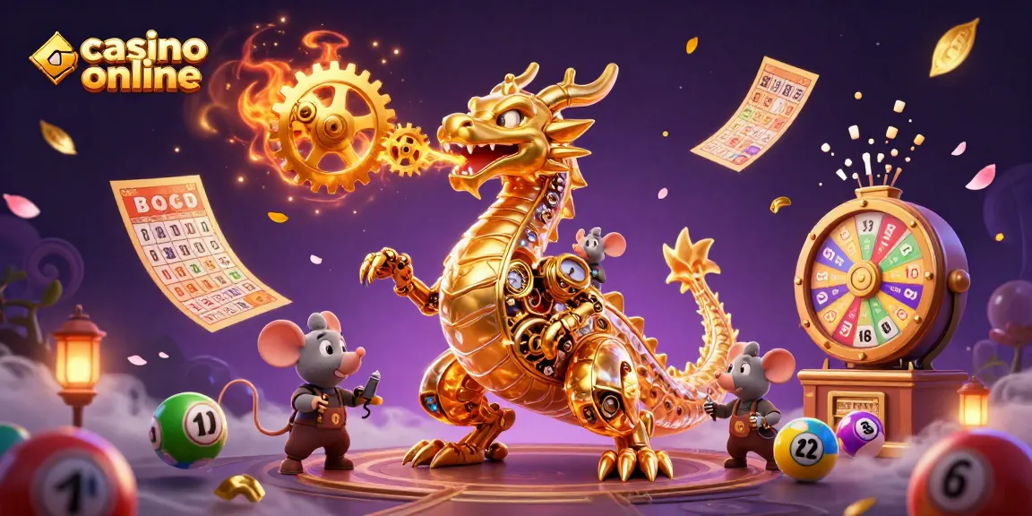 Experience the thrill of casino online with a golden dragon and dynamic lottery elements.