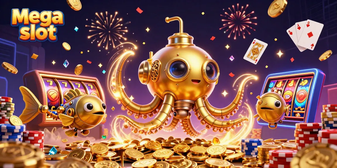 Berikan pengalaman mega slot yang mendebarkan dengan slot mesin dan jackpot dalam ilustrasi ceria.