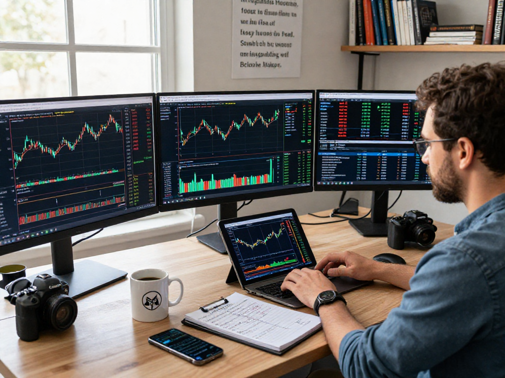 分析TradingView行情图表的交易员,显示实时市场动态和技术指标。
