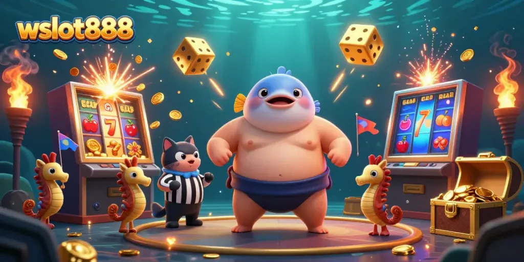 Slot jackpot dengan wslot888, fugu berbegeser di arena bawah laut.