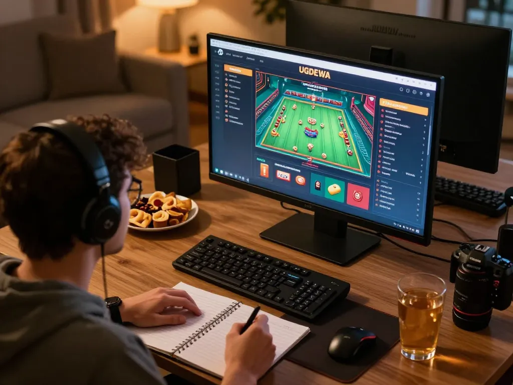 Player analyzing strategies on UGDEWA online casino interface during a focused gaming session