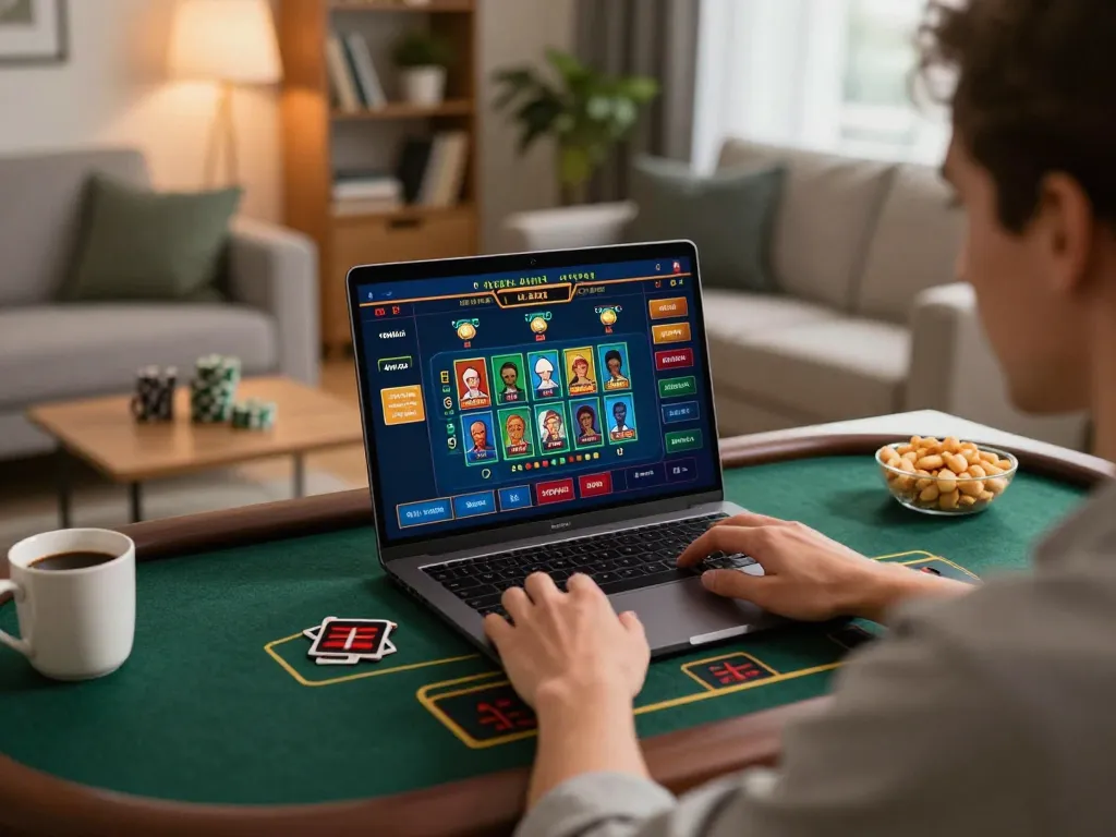 Engaging in online gaming at home with casino stranieri che accettano italiani visible on-screen, showcasing strategic gameplay.